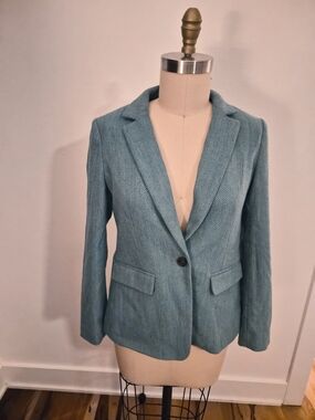 LOFT Teal and Cream Chevron Blazer